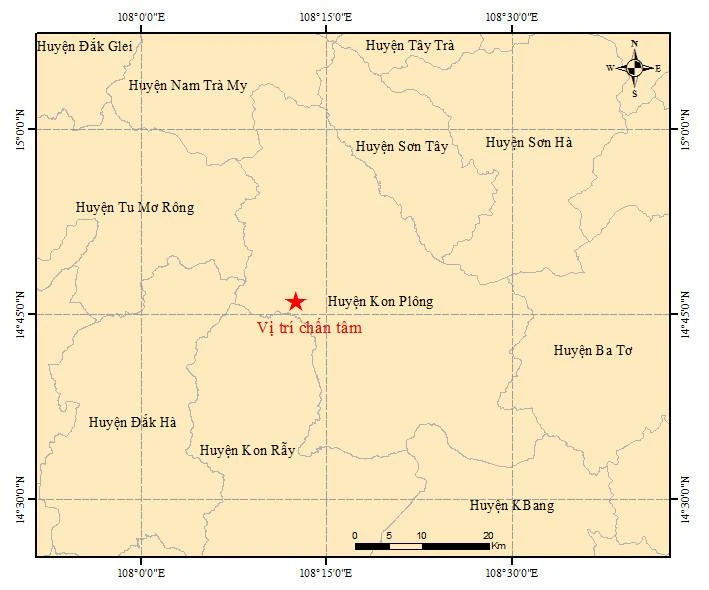 Chiều 23-8, động đất và dư chấn động đất liên tiếp xảy ra tại Kon Tum. Ảnh: Viện Vật lý địa cầu Chiều 23-8, động đất và dư chấn động đất liên tiếp xảy ra tại Kon Tum. Ảnh: Viện Vật lý địa cầu