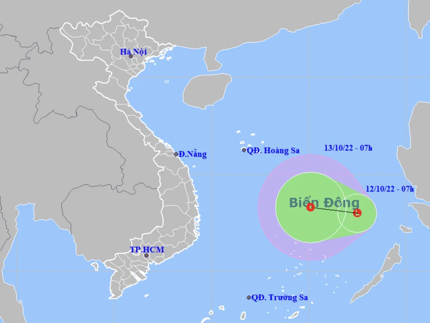 Vùng áp thấp có khả năng mạnh lên thành áp thấp nhiệt đới. Ảnh: KTTVQG Vùng áp thấp có khả năng mạnh lên thành áp thấp nhiệt đới. Ảnh: KTTVQG