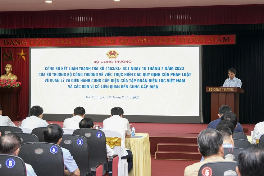 Bộ Công Thương đã công bố Kết luận thanh tra chuyên ngành về cung ứng điện. Ảnh: BCT Bộ Công Thương đã công bố Kết luận thanh tra chuyên ngành về cung ứng điện. Ảnh: BCT