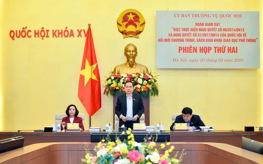 Phó Chủ tịch Thường trực Quốc hội Trần Thanh Mẫn phát biểu tại phiên họp. Ảnh: Cổng TTĐTQH