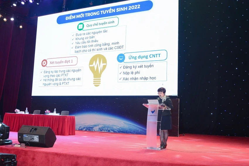 Bà Nguyễn Thu Thủy, Vụ trưởng Vụ Giáo dục Đại học (Bộ GD&ĐT) tại hội nghị. Ảnh: TTTTGD Bà Nguyễn Thu Thủy, Vụ trưởng Vụ Giáo dục Đại học (Bộ GD&ĐT) tại hội nghị. Ảnh: TTTTGD