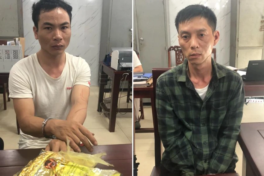 Hồng và Minh bị bắt giữ. Ảnh: CA Hồng và Minh bị bắt giữ. Ảnh: CA
