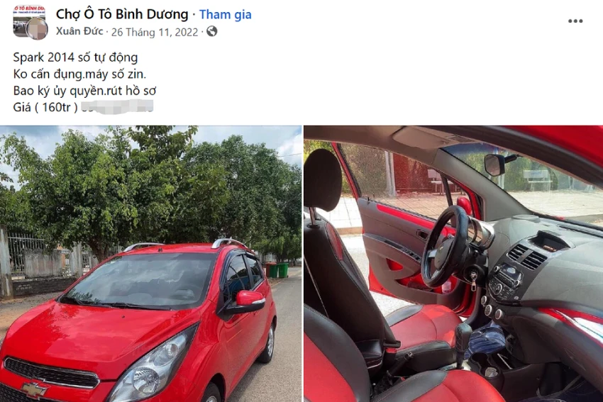 Nhất lập Facebook Xuân Đức lên chợ ô tô Bình Dương rao bán xe hơi giá rẻ. Ảnh chụp màn hình Nhất lập Facebook Xuân Đức lên chợ ô tô Bình Dương rao bán xe hơi giá rẻ. Ảnh chụp màn hình