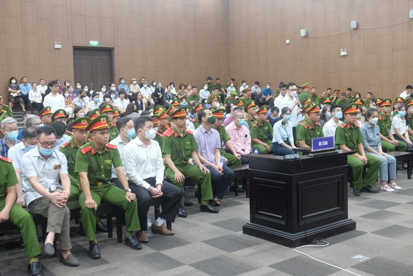Các bị cáo tại phiên tòa. Ảnh: CTV Các bị cáo tại phiên tòa. Ảnh: CTV