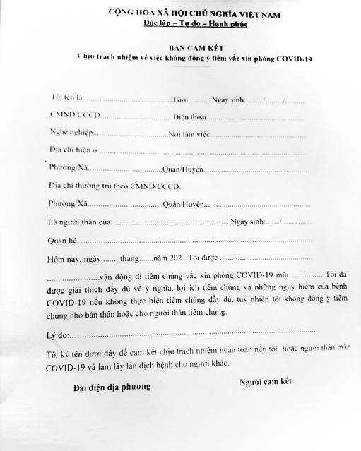Bản cam kết.