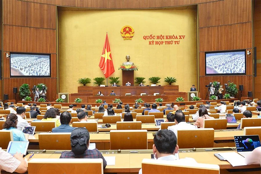 Toàn cảnh kỳ họp thứ tư Quốc hội khóa XV ngày 25-10. Ảnh: QH Toàn cảnh kỳ họp thứ tư Quốc hội khóa XV ngày 25-10. Ảnh: QH