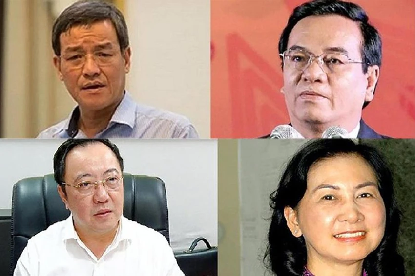 Cựu chủ tịch UBND tỉnh Đinh Quốc Thái, cựu bí thư Tỉnh ủy Trần Đình Thành, nguyên giám đốc Sở Y tế Phan Huy Anh Vũ và cựu giám đốc Sở KH&ĐT Bồ Ngọc Thu. Ảnh: VH Cựu chủ tịch UBND tỉnh Đinh Quốc Thái, cựu bí thư Tỉnh ủy Trần Đình Thành, nguyên giám đốc Sở Y tế Phan Huy Anh Vũ và cựu giám đốc Sở KH&ĐT Bồ Ngọc Thu. Ảnh: VH