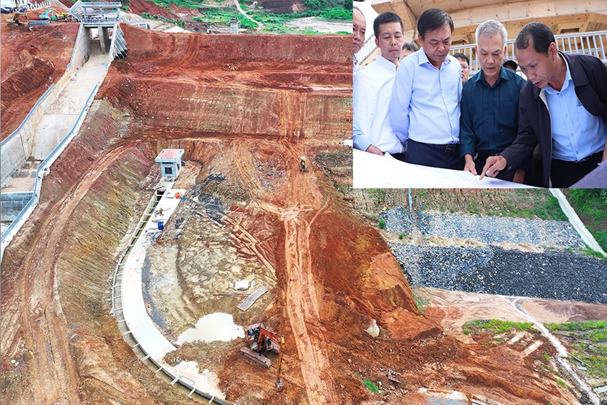 Đoàn khảo sát của Bộ NN&PTNT do Thứ trưởng Nguyễn Hoàng Hiệp dẫn đầu khảo sát tại dự án hồ chứa nước Đông Thanh, huyện Lâm Hà, Lâm Đồng. Ảnh: V.TÙNG Đoàn khảo sát của Bộ NN&PTNT do Thứ trưởng Nguyễn Hoàng Hiệp dẫn đầu khảo sát tại dự án hồ chứa nước Đông Thanh, huyện Lâm Hà, Lâm Đồng. Ảnh: V.TÙNG