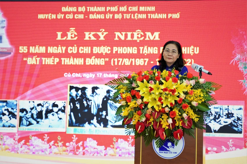 Chủ tịch HĐND TP.HCM Nguyễn Thị Lệ phát biểu tại buổi lễ. Ảnh: BẢO PHƯƠNG Chủ tịch HĐND TP.HCM Nguyễn Thị Lệ phát biểu tại buổi lễ. Ảnh: BẢO PHƯƠNG