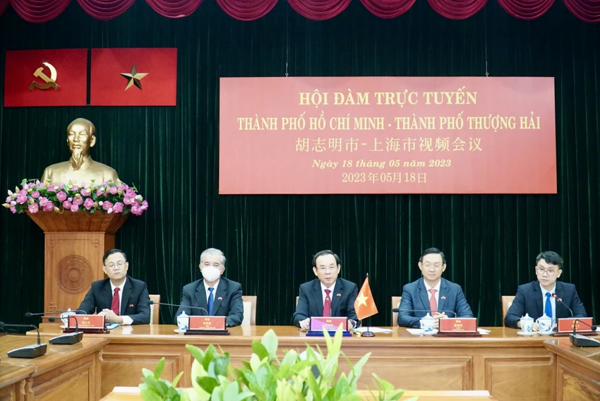 Toàn cảnh buổi hội đàm trực tuyến. Ảnh: BẢO PHƯƠNG