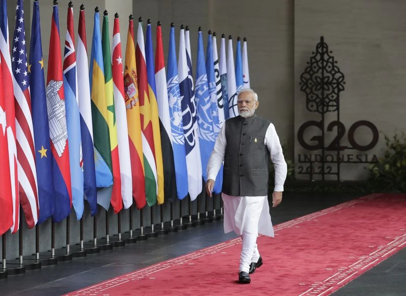 Thủ tướng Ấn Độ Narendra Modi tại Hội nghị thượng đỉnh G20 tại đảo Bali, Indonesia hồi tháng 11-2022. Ảnh: AFP Thủ tướng Ấn Độ Narendra Modi tại Hội nghị thượng đỉnh G20 tại đảo Bali, Indonesia hồi tháng 11-2022. Ảnh: AFP