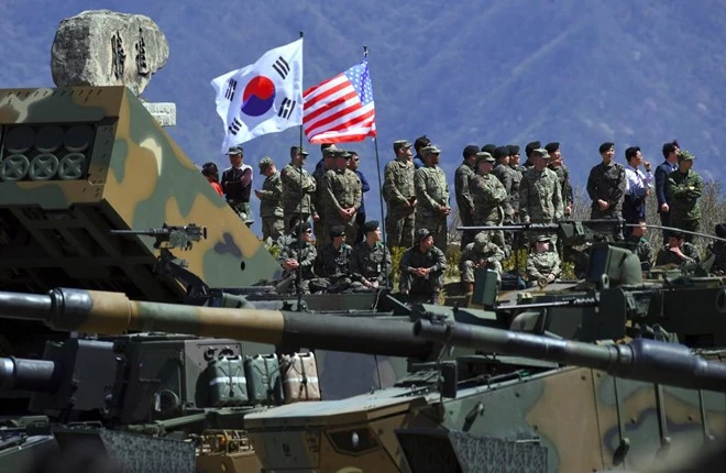 Binh sĩ Mỹ-Hàn trong cuộc tập trận chung hồi tháng 10-2022. Ảnh: AFP Binh sĩ Mỹ-Hàn trong cuộc tập trận chung hồi tháng 10-2022. Ảnh: AFP