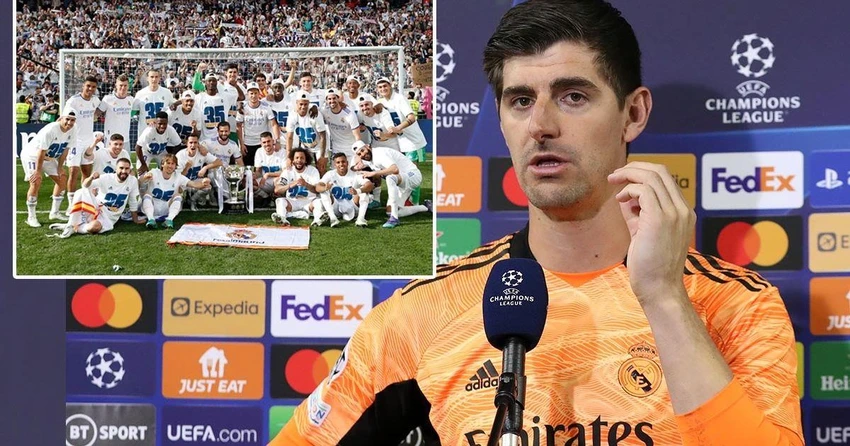 Thủ thành người Bỉ hạnh phúc với ngôi vô địch La Liga lần thứ 35 của Real Madrid. Ảnh: CGI.