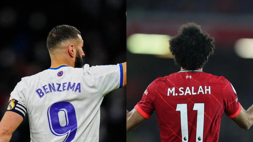 Benzema phản pháp Salah trước trận chung kết Champions League. Ảnh: CGI.