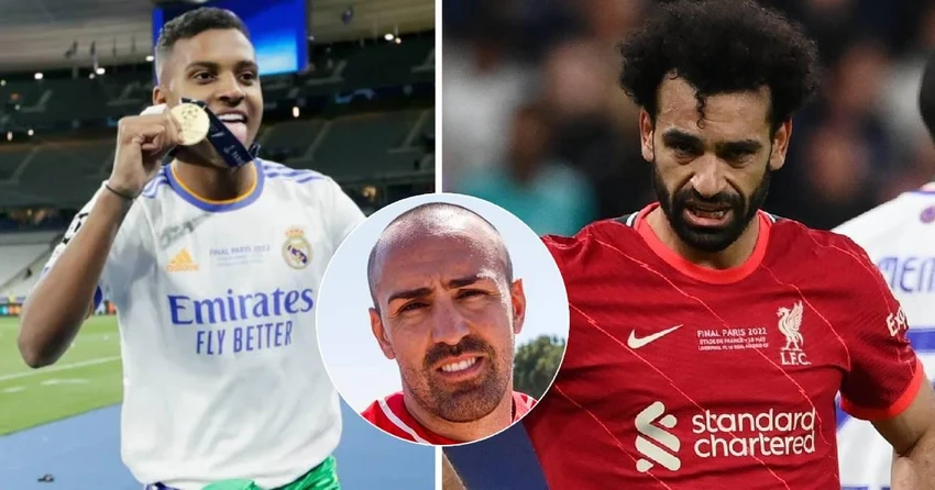 Jose Enrique tức giận với cái cách đàn em Rodrygo giễu cợt Salah. Ảnh: CGI.