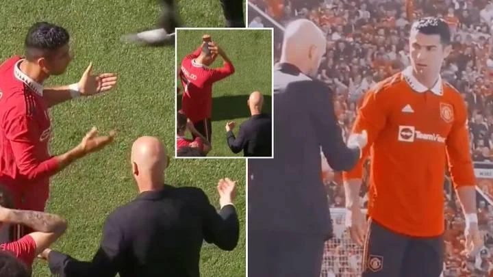 Có những khoảnh khắc Ronaldo như không muốn nghe lời HLV Ten Hag. Ảnh: CGI. Có những khoảnh khắc Ronaldo như không muốn nghe lời HLV Ten Hag. Ảnh: CGI.