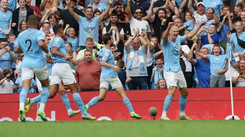 Tân binh của Man City tỏa sáng rực rỡ với cú hat trick vào lưới Crystal Palace. Ảnh: CGI. Tân binh của Man City tỏa sáng rực rỡ với cú hat trick vào lưới Crystal Palace. Ảnh: CGI.