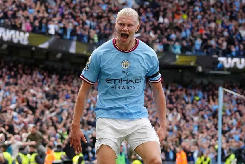 Haaland lập hat-trick trong đại thắng thành Manchester. Ảnh: CGI.
