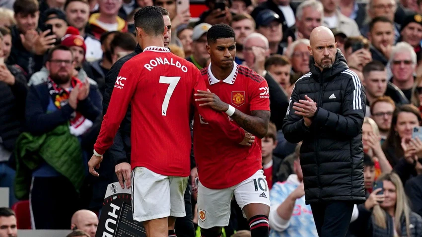 CR7 không phải là chọn lựa số một của HLV Ten Hag trong đội hình Man United. Ảnh: GETTY.