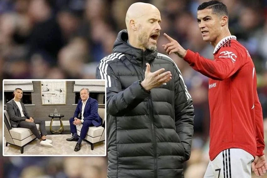 Sau cuộc phỏng vấn gây tranh cãi, cơ hội cho Ronaldo chơi bóng trong đội hình HLV Ten Hag không còn nữa. Ảnh: GETTY. MU sa thải Ronaldo