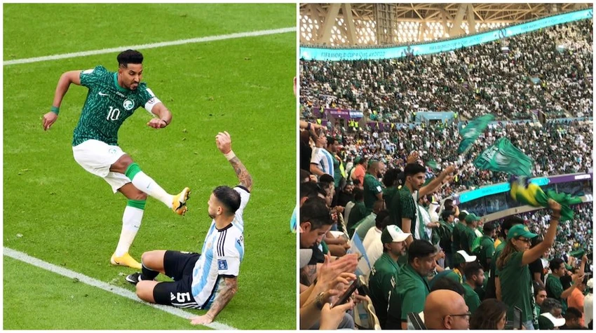 Salem Al-Dawsari đóng đinh trận đấu với bàn thắng tuyệt đẹp vào lưới Argentina khiến cả vận động trường Lusail như nổ tung. Ảnh: GETTY. Salem Al-Dawsari đóng đinh trận đấu với bàn thắng tuyệt đẹp vào lưới Argentina khiến cả vận động trường Lusail như nổ tung. Ảnh: GETTY.