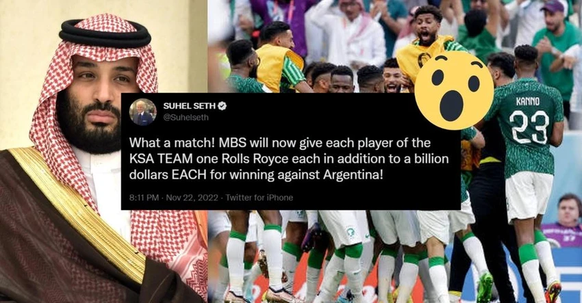 Doanh nhân Suhel Seth khẳng định Thái tử Mohammed bin Salman tặng xe Rolls Royce cho cầu thủ Saudi Arabia. Ảnh: GETTY. Doanh nhân Suhel Seth khẳng định Thái tử Mohammed bin Salman tặng xe Rolls Royce cho cầu thủ Saudi Arabia. Ảnh: GETTY.