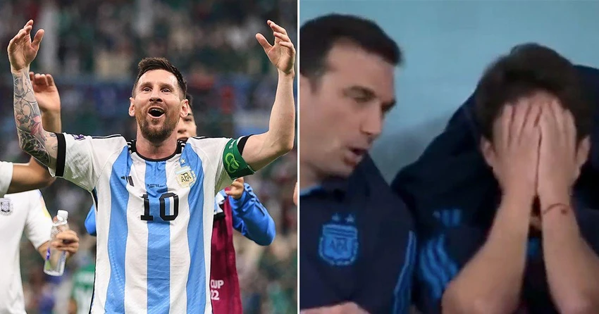 Trợ lý Pablo Aimar ôm mặt khóc nức nở sau khi Messi khai hỏa vào lưới Mexico. Ảnh: GETTY. Trợ lý Pablo Aimar ôm mặt khóc nức nở sau khi Messi khai hỏa vào lưới Mexico. Ảnh: GETTY.