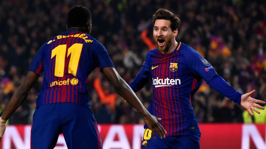 Dembele hiểu rất rõ Messi khi từng khoác chung màu áo Barcelona. Ảnh: GETTY.