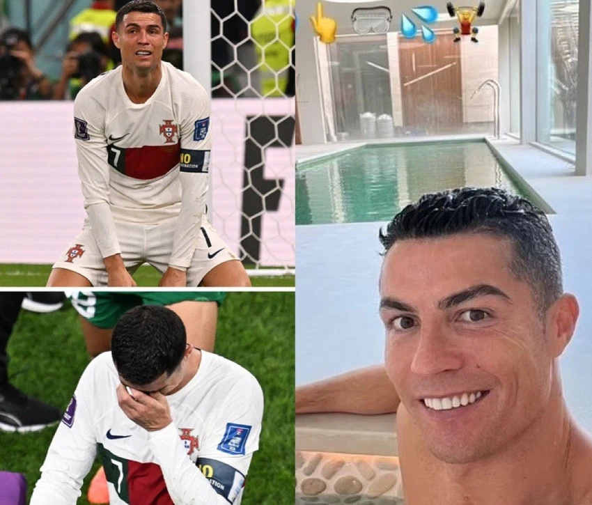 Ronaldo tươi tỉnh với tấm ảnh tắm hồ sau thất bại đau đớn ở vòng chung kết World Cup 2022. Ảnh: GETTY. Ronaldo tươi tỉnh với tấm ảnh tắm hồ sau thất bại đau đớn ở vòng chung kết World Cup 2022. Ảnh: GETTY.