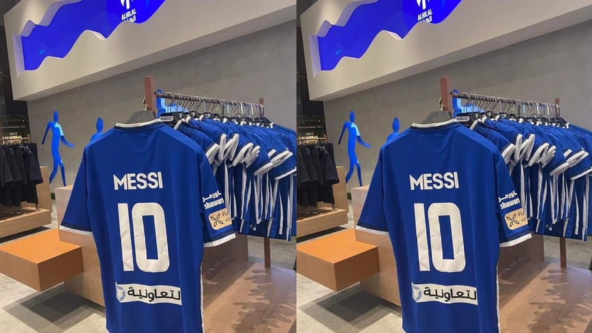Động tác châm biếm đầu tiên của CLB Al Halil là bán áo đấu Messi trong cửa hàng của họ như thách thức đại đối thủ Al Nassr. Ảnh: GETTY.