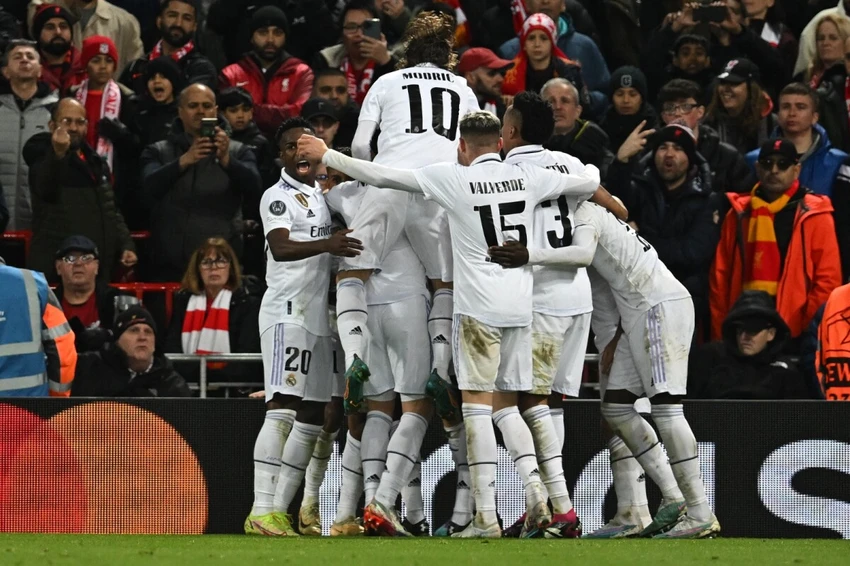 Modric và đồng đội có chiến thắng tưng bừng ở sân Anfield. Ảnh: GETTY. Modric và đồng đội có chiến thắng tưng bừng ở sân Anfield. Ảnh: GETTY.