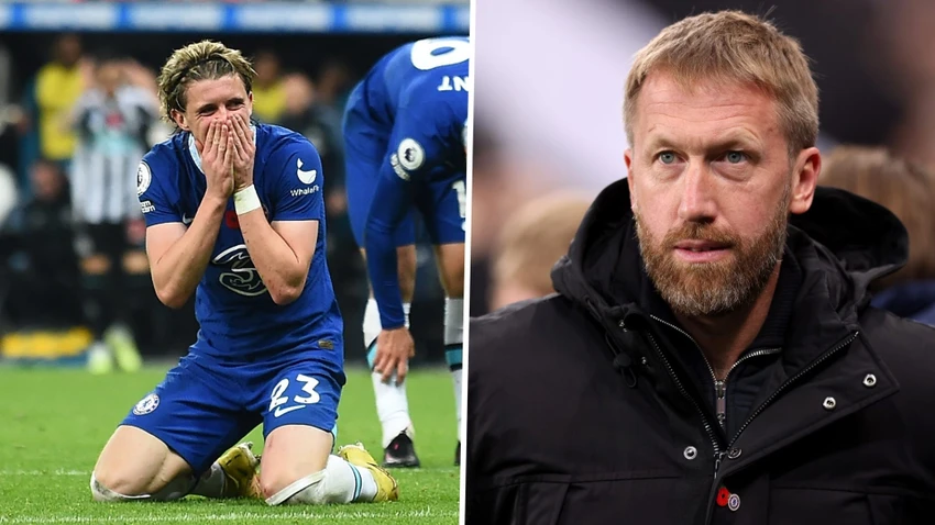 Học trò cưng Mason Mount của ông thầy Potter chưa tìm lại phong độ vốn có của mình. Ảnh: GETTY.