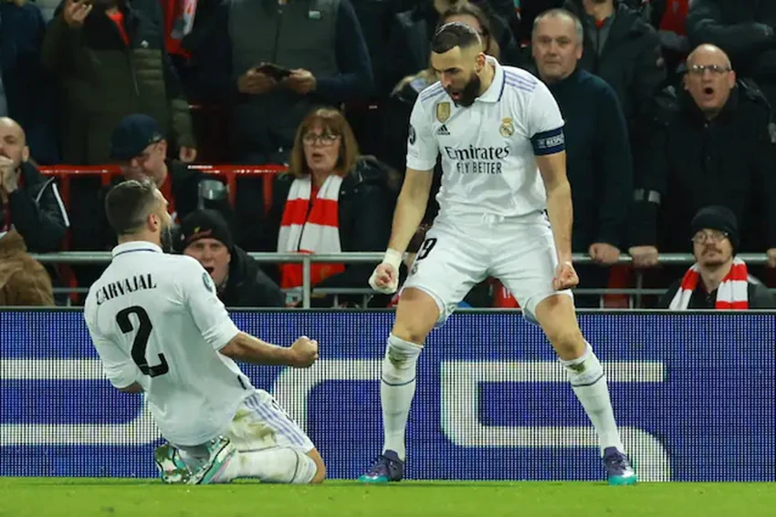 Benzema là tác giả của cú đúp vào lưới Liverpool trận lượt đi và ghi bàn duy nhất trận lượt về cho Real Madrid ở vòng 16 đội Champions League. Ảnh: GETTY.