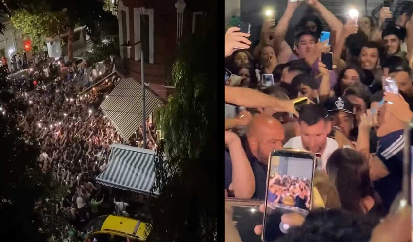 Messi bị bao vây bởi đám đông cuồng nhiệt tại một nhà hàng ở Argentina. Ảnh: GETTY. Messi bị bao vây bởi đám đông cuồng nhiệt tại một nhà hàng ở Argentina. Ảnh: GETTY.