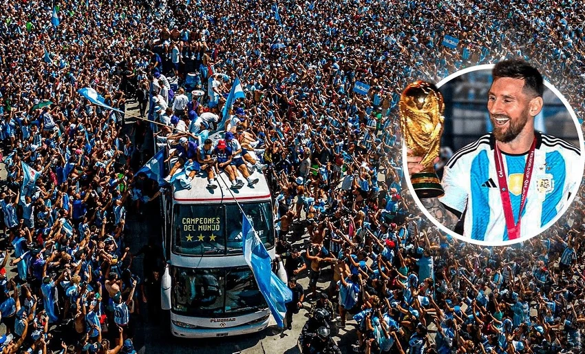 Từng có 5 triệu người hâm mộ chào đón Messi và đồng đội ở Buenos Aires sau khi đăng quang. Ảnh: GETTY. Từng có 5 triệu người hâm mộ chào đón Messi và đồng đội ở Buenos Aires sau khi đăng quang. Ảnh: GETTY.