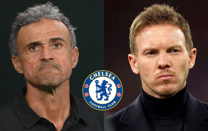 HLV Enrique và Nagelsmann là hai ứng cử viên cho chiếc ghế nóng ở The Blues. Ảnh: GETTY.