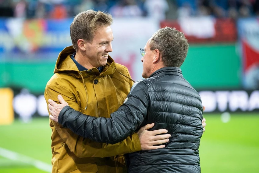 HLV Rangnick ngăn cản đàn em Nagelsmann về cầm quân Chelsea. Ảnh: GETTY. HLV Rangnick ngăn cản đàn em Nagelsmann về cầm quân Chelsea. Ảnh: GETTY.
