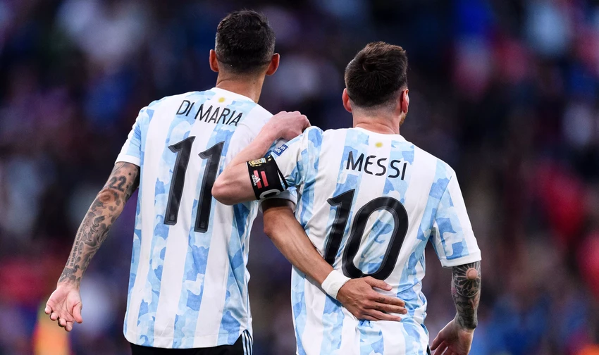 Messi sắp sửa tiếp cận kỷ lục kiến tạo của đồng đội Di Maria trong màu áo PSG. Ảnh: GETTY.