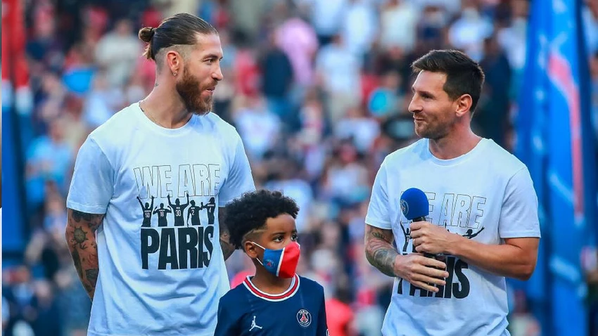 Messi sẽ chia tay PSG trong khi Ramos có thể ở lại. Ảnh: GETTY.