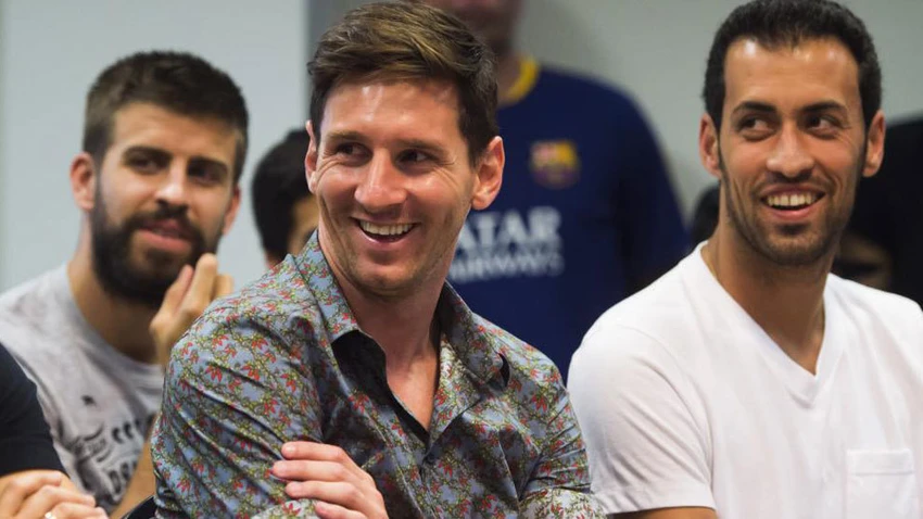 Messi và Busquets tái hợp nhau ở giải Nhà nghề Mỹ trong cùng màu áo Miami. Ảnh: GETTY.