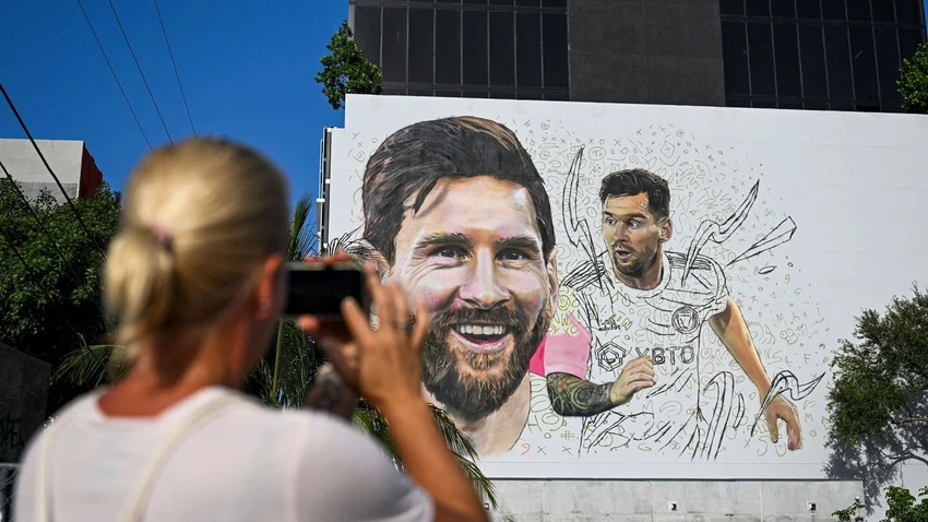 Hình ảnh quảng bá của Messi xuất hiện ở khắp Miami. Ảnh: GETTY. Hình ảnh quảng bá của Messi xuất hiện ở khắp Miami. Ảnh: GETTY.