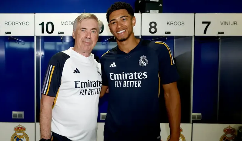 Thần đồng bóng đá nước Anh kính trọng tài năng vượt trội của nhà cầm quân Ancelotti. Ảnh: GETTY. Thần đồng bóng đá nước Anh kính trọng tài năng vượt trội của nhà cầm quân Ancelotti. Ảnh: GETTY.