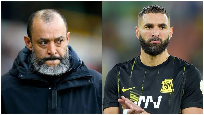 Quả bóng vàng Benzema mâu thuẫn với HLV Nuno Santo khiến chân sút người Pháp không cảm thấy thoải mái ở Al Ittihad. Ảnh: GETTY. Quả bóng vàng Benzema mâu thuẫn với HLV Nuno Santo khiến chân sút người Pháp không cảm thấy thoải mái ở Al Ittihad. Ảnh: GETTY.