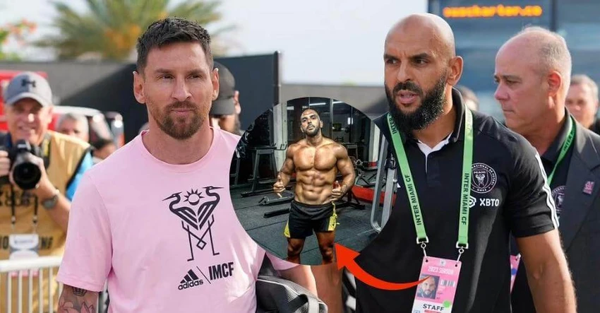 Vệ sĩ hộ pháp do đồng sở hữu Beckham thuê để bảo vệ an toàn tuyệt đối cho siêu sao Messi. Ảnh: GETTY.
