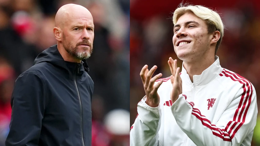HLV Ten Hag sẽ tung Hojlund ra sân ngay từ đầu để chiếm thế thượng phong ở hàng công cho Man United. Ảnh: GETTY. HLV Ten Hag sẽ tung Hojlund ra sân ngay từ đầu để chiếm thế thượng phong ở hàng công cho Man United. Ảnh: GETTY.
