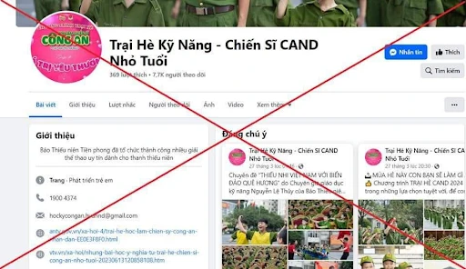 Một trong số các trang lừa đảo trên mạng xã hội mà người dân cần cảnh giác. Ảnh: Công an Thành phố Hồ Chí Minh