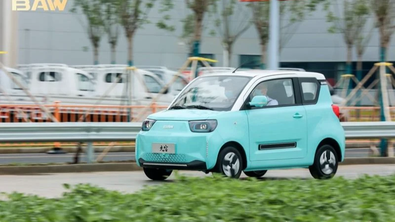 Chiếc xe có thân hình hộp vuông nhỏ, có màu sắc bắt mắt. Ảnh: China Pev. Chiếc xe có thân hình hộp vuông nhỏ, có màu sắc bắt mắt. Ảnh: China Pev.