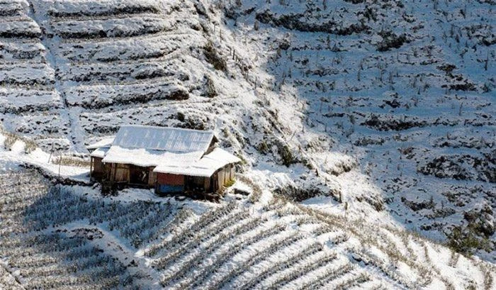 Tuyết rơi bao phủ ruộng bậc thang. Ảnh: Thetravel. Tuyết rơi bao phủ ruộng bậc thang. Ảnh: Thetravel.