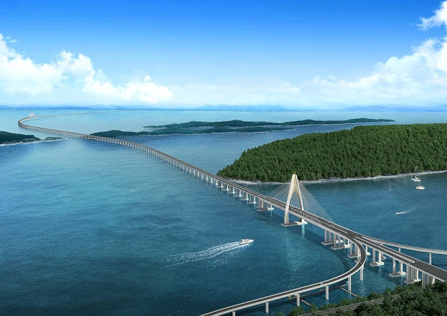 Cầu Sultan Haji Omar 'Ali Saifuddien, Brunei dài 30 km. Ảnh: Thetravel.