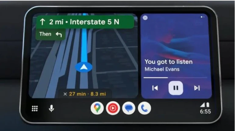 Chế độ xem chia đôi màn hình cho Android Auto. Ảnh: Motorbiscuit. Chế độ xem chia đôi màn hình cho Android Auto. Ảnh: Motorbiscuit.